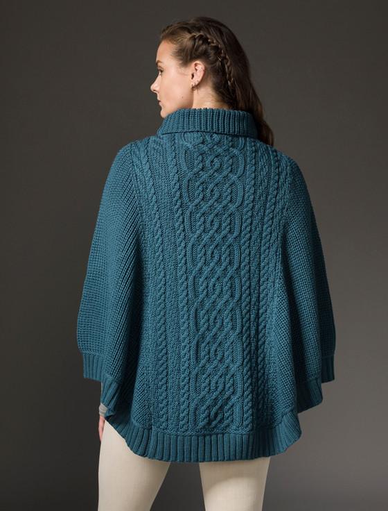 Aran Cashmere Super Soft Poncho Rib Neck
