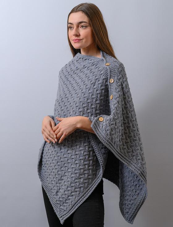 aran cashmere Super Soft Trellis Pon‎cho‎‎