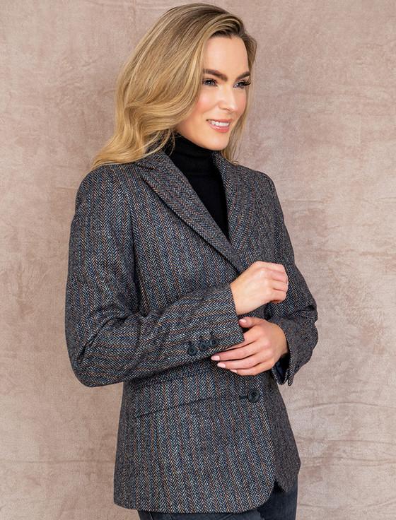 Aran Cashmere Tara Tweed Hacking Jacket - Blue Moon