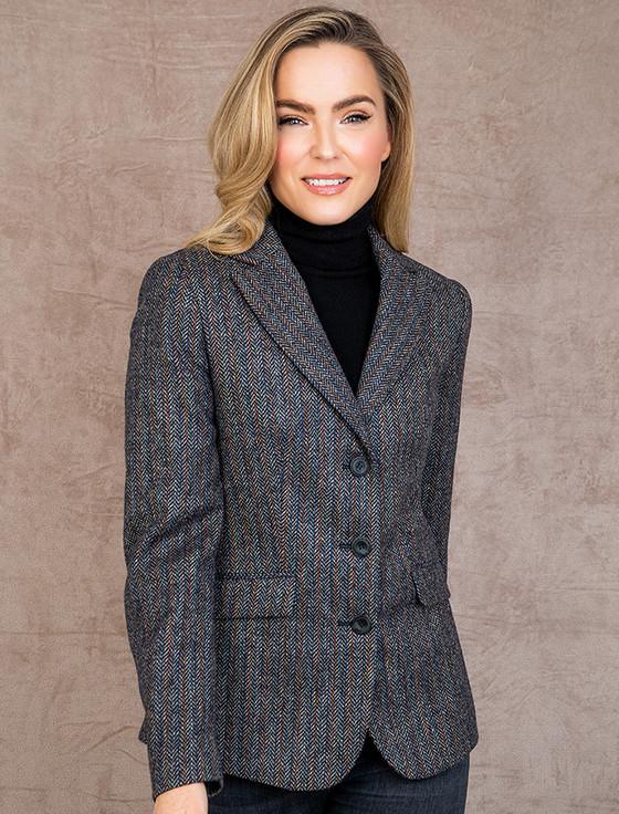 aran cashmere Tara Tweed Hacking Jacket - Blue Moon