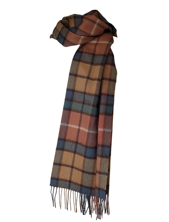 aran cashmere Tartan Wool Stole - Autumn Check