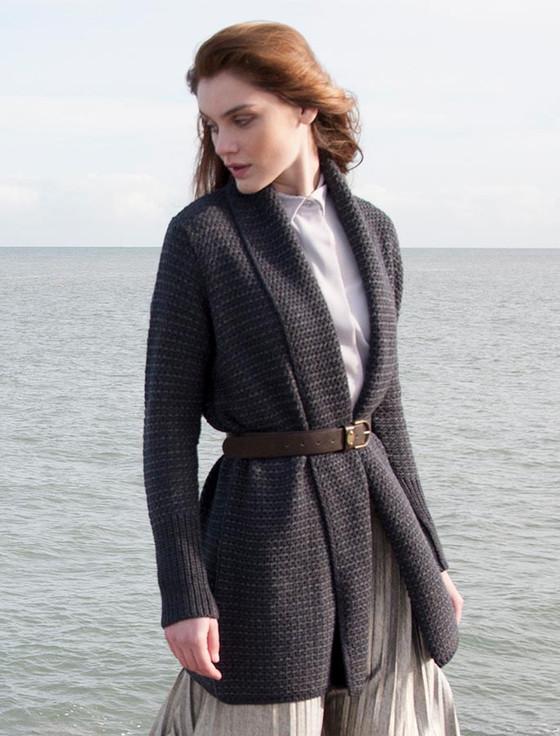 aran cashmere Textured Merino Cardigan‎‎‎‎‎