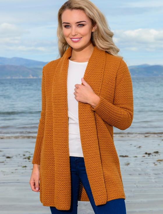 aran cashmere Textured Merino Cardigan‎
