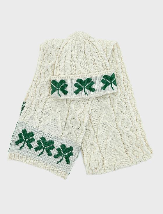 Aran Cashmere Three Shamrocks Merino Scarf