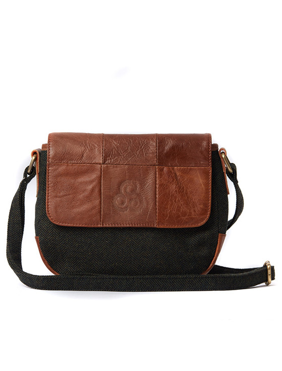 Aran Cashmere Traditional Tweed & Leather Flap Bag