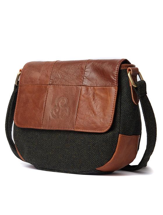 Aran Cashmere Traditional Tweed & Leather Flap Bag