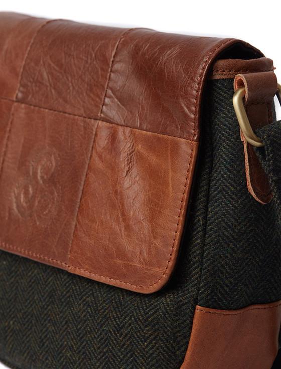 Aran Cashmere Traditional Tweed & Leather Flap Bag