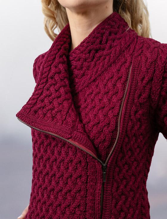 Aran Cashmere ‎Trellis Merino Side‎ Zip Co‎atigan‎