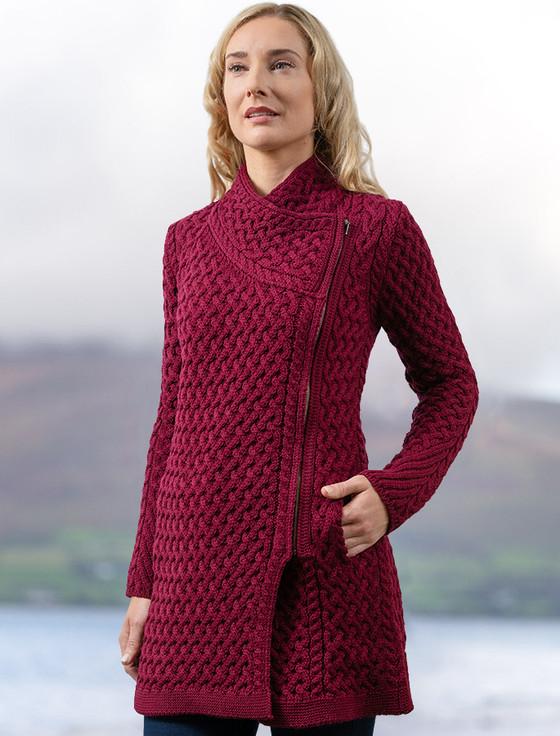 aran cashmere ‎Trellis Merino Side‎ Zip Co‎atigan‎