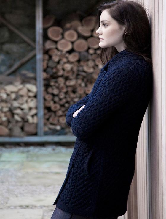Aran Cashmere Trellis Merino Side Zip Coatigan‎