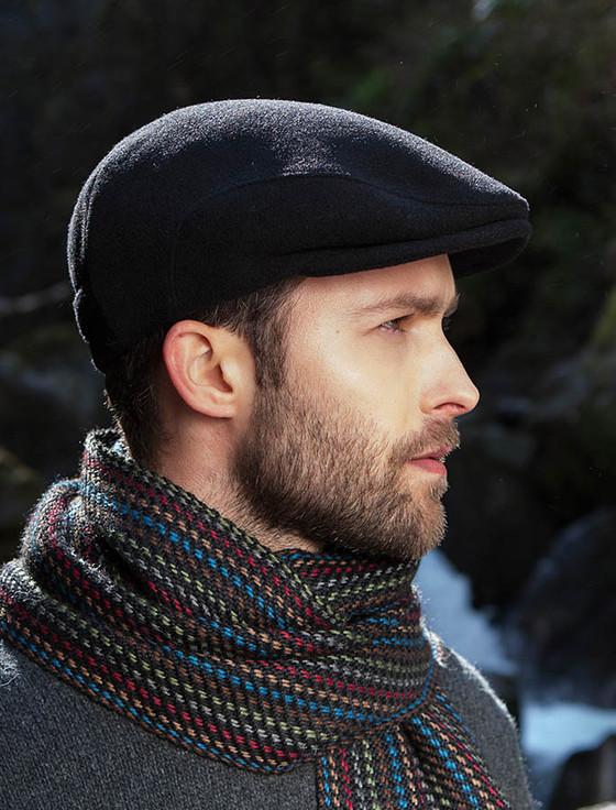 aran cashmere Trinity Flat Cap - Black