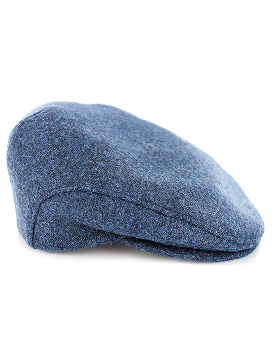 Aran Cashmere Trinity Tweed Flat Cap - Blue