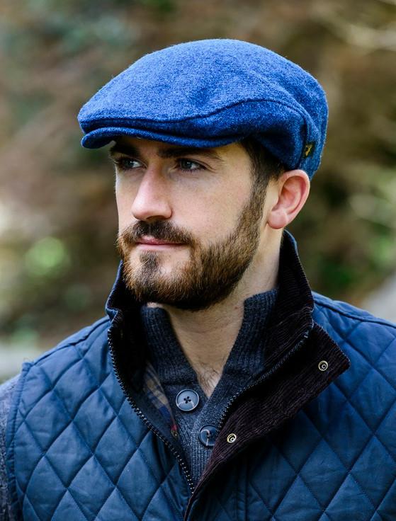aran cashmere Trinity Tweed Flat Cap - Blue