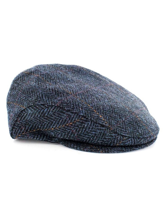 Aran Cashmere Trinity Tweed Flat Cap - Denim
