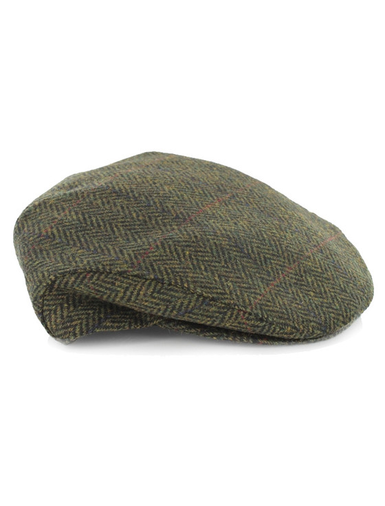 Aran Cashmere Trinity Tweed Flat Cap - Forest Green