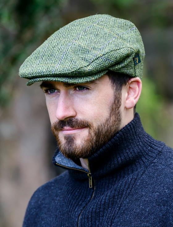 aran cashmere Trinity Tweed Flat Cap - Green