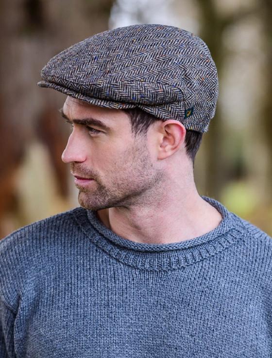 Aran Cashmere Trinity Tweed Flat Cap - Grey