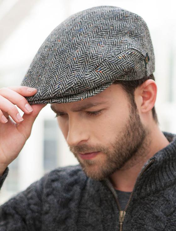 Aran Cashmere Trinity Tweed Flat Cap - Grey