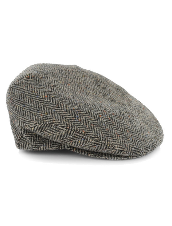 Aran Cashmere Trinity Tweed Flat Cap - Grey