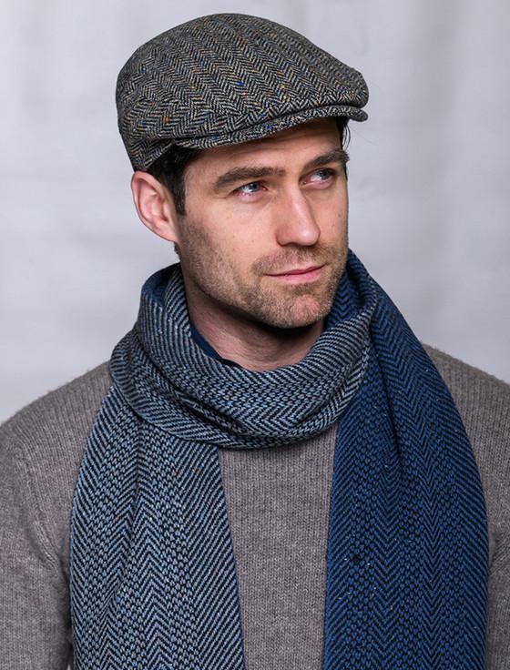 aran cashmere Trinity Tweed Flat Cap - Grey