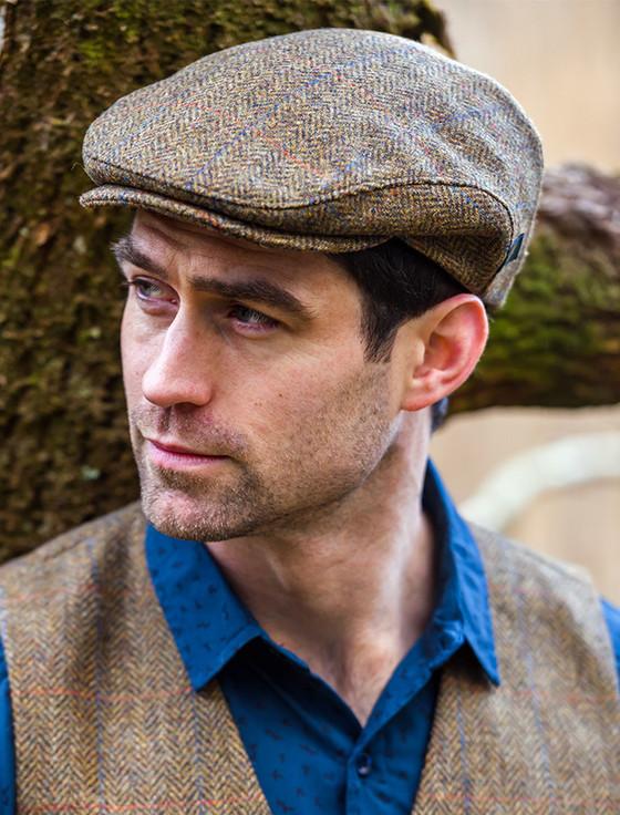 aran cashmere Trinity Tweed Flat Cap - Light Brown