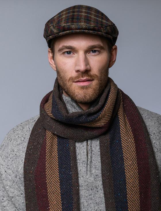 Aran Cashmere Trinity Tweed Flat Cap - Tartan Check