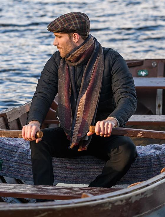 Aran Cashmere Trinity Tweed Flat Cap - Tartan Check