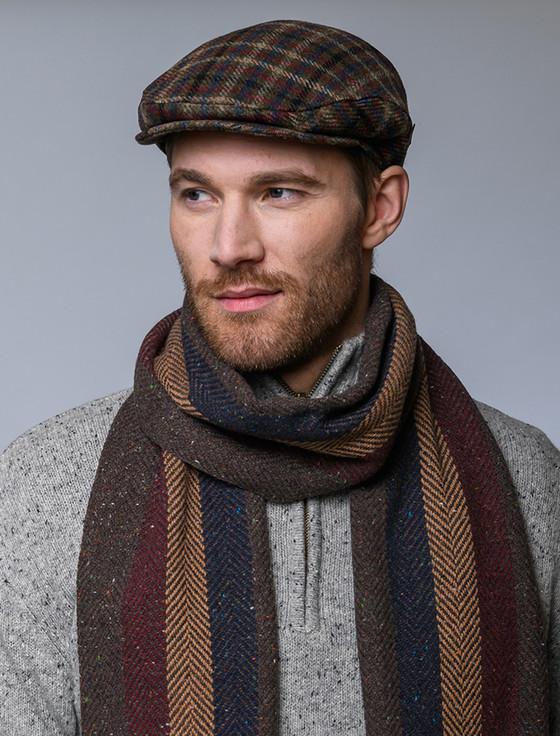 aran cashmere Trinity Tweed Flat Cap - Tartan Check