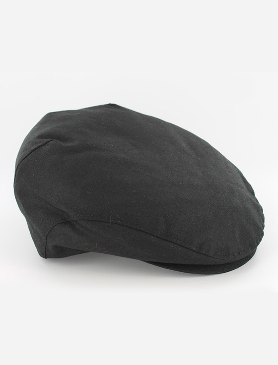 Aran Cashmere Trinity Wax Flat Cap - Black