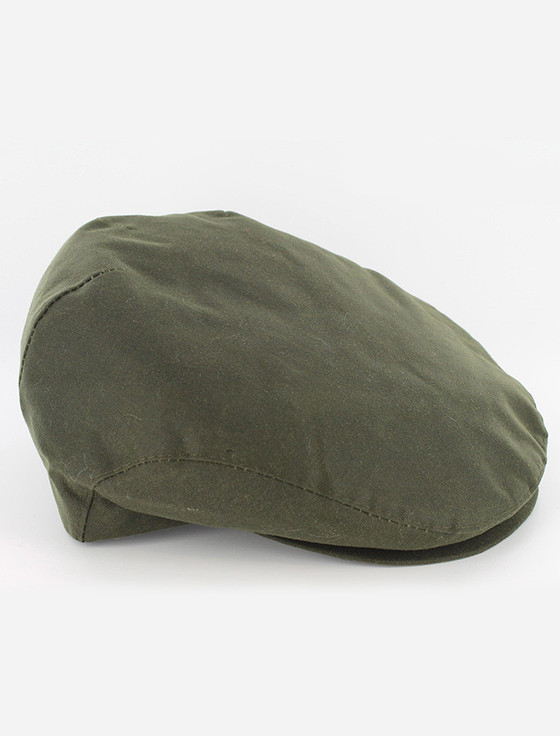 Aran Cashmere Trinity Wax Flat Cap - Olive