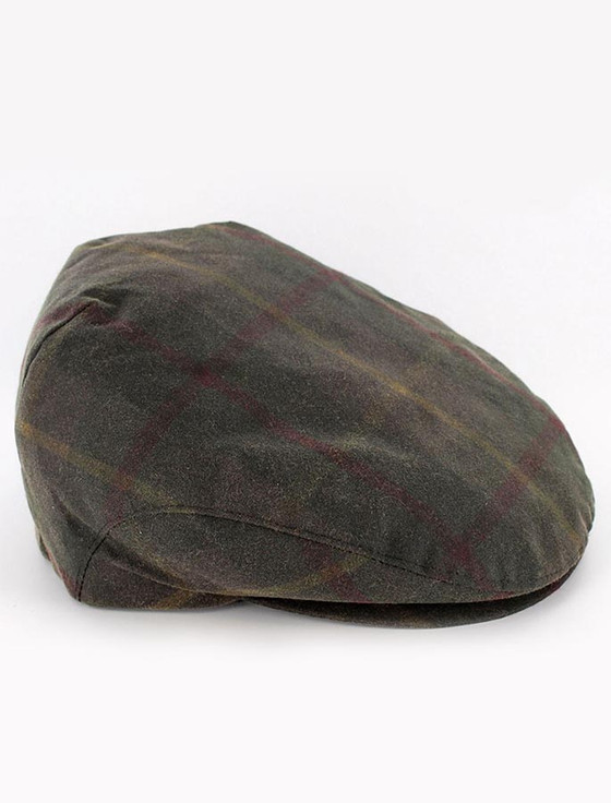 aran cashmere Trinity Wax Flat Cap - Tartan