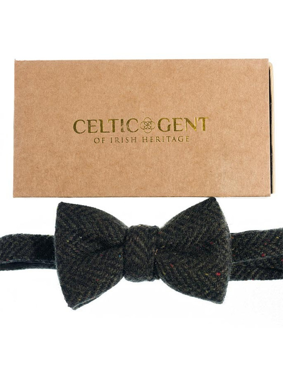 Aran Cashmere Tweed Bow Tie - Moss Green