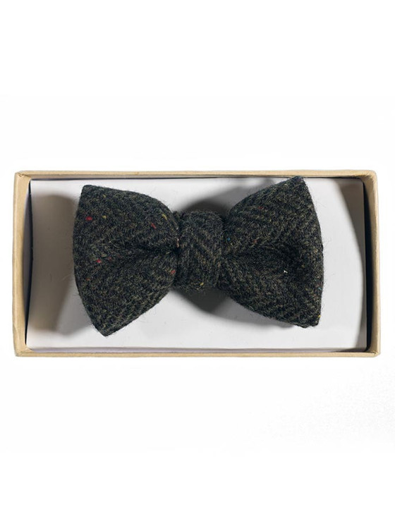 aran cashmere Tweed Bow Tie - Moss Green