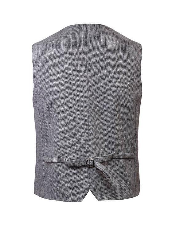 Aran Cashmere Tweed Herringbone Waistcoat - Grey