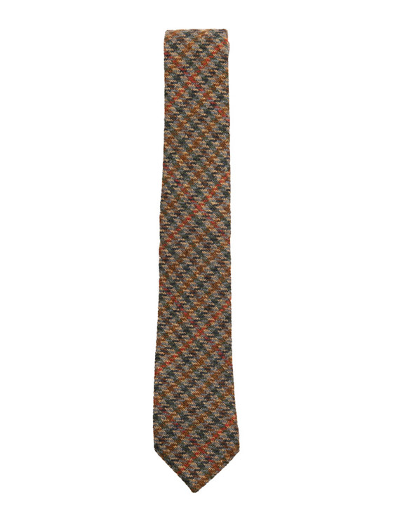 Aran Cashmere Tweed Neck Tie - Petrol Rust