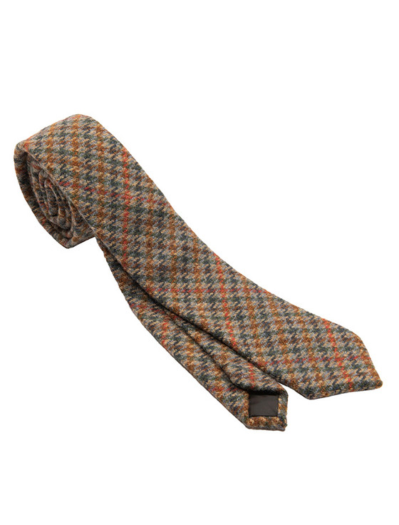 aran cashmere Tweed Neck Tie - Petrol Rust