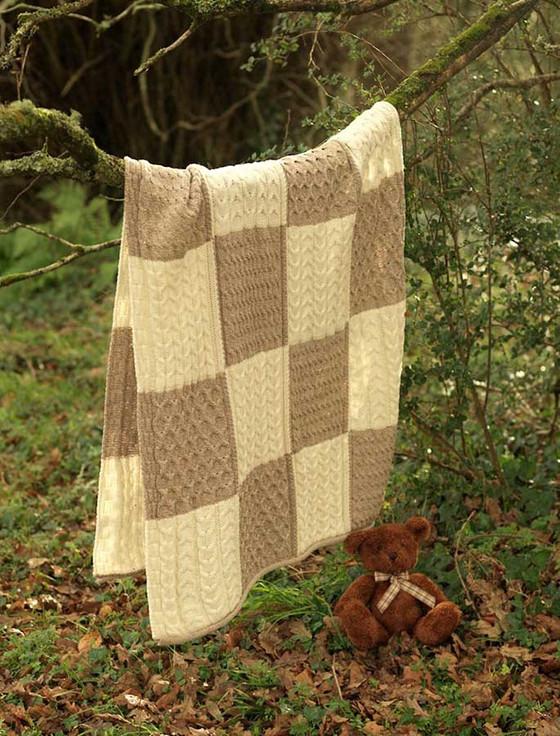 Aran Cashmere Two-Tone Aran Patchwork Throw