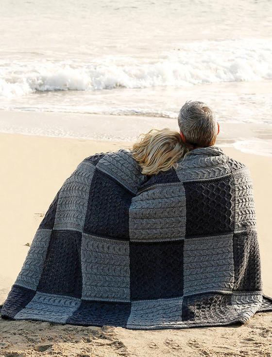 Aran Cashmere Two-Tone Aran Patchwork Throw