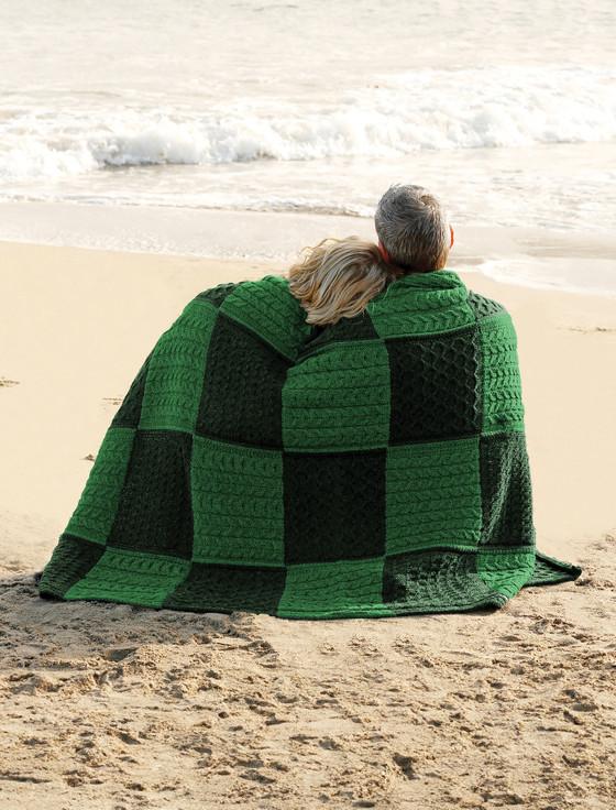 aran cashmere Two-Tone Aran Patchwork Throw