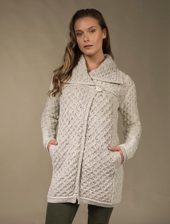 aran cashmere Two Tone Merino Wool Coat‎‎