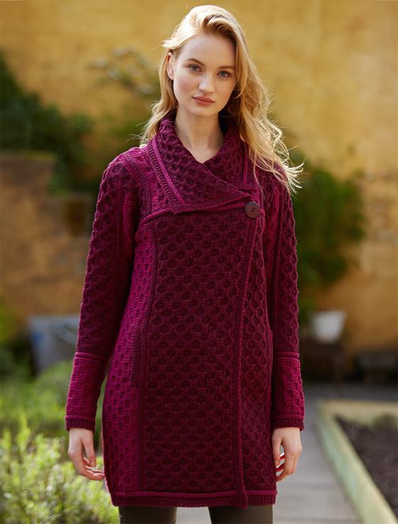 aran cashmere Two Tone Merino Wool Coat