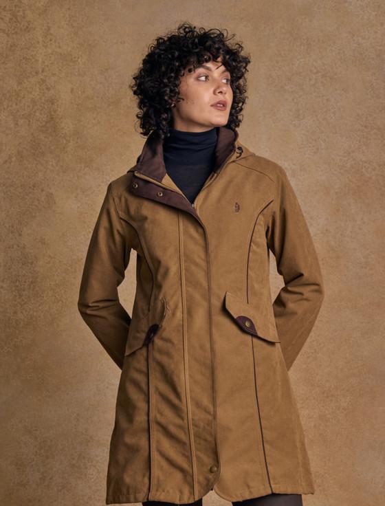 aran cashmere Una Ladies Waterproof Coat - Camel