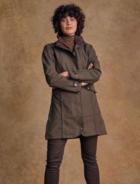 Aran Cashmere Una Ladies Waterproof Coat - Olive