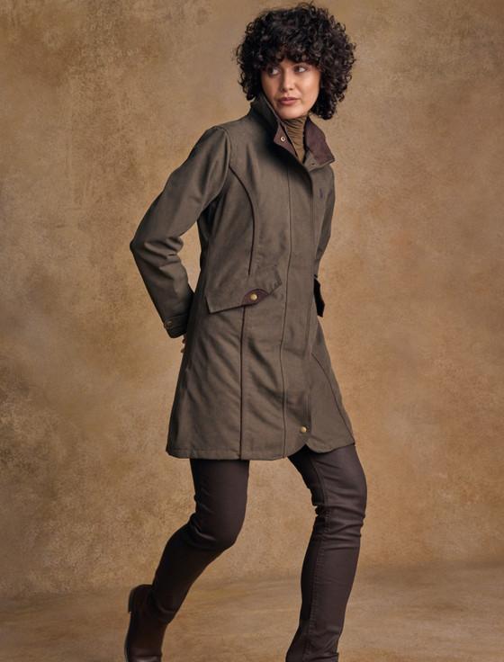 Aran Cashmere Una Ladies Waterproof Coat - Olive