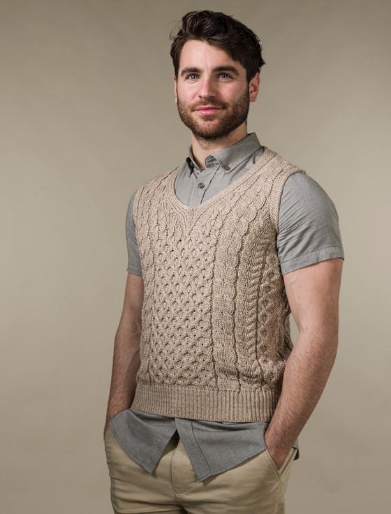 aran cashmere ‎V‎-Neck Ar‎‎an Slipover‎