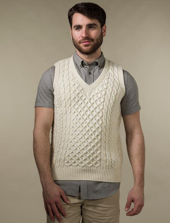 Aran Cashmere V-Neck Aran Slipover