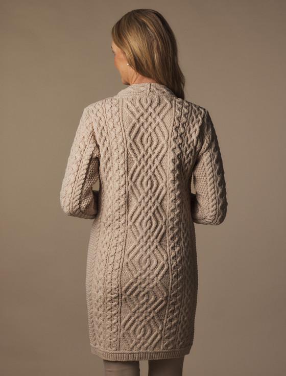 Aran Cashmere V-Neck Coat With Patch Pockets