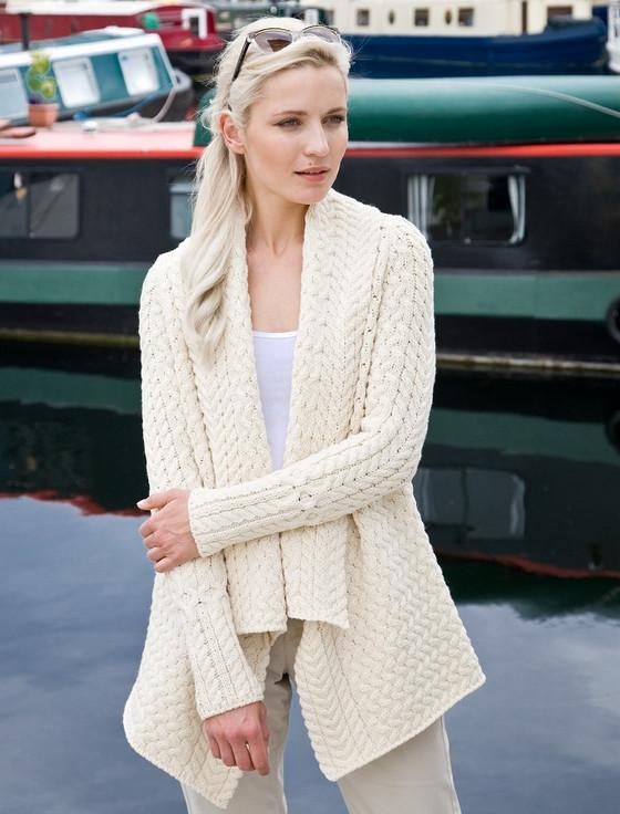 Aran Cashmere W‎aterfall Cab‎le C‎ardigan