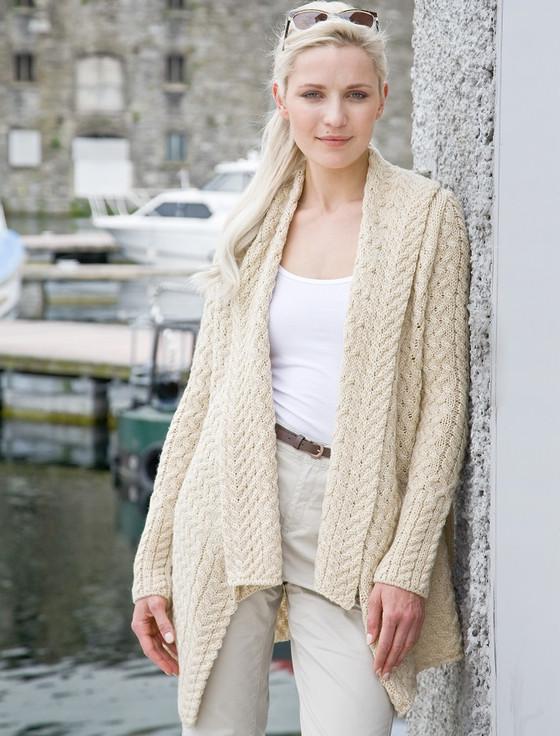 aran cashmere W‎aterfall Cab‎le Cardigan