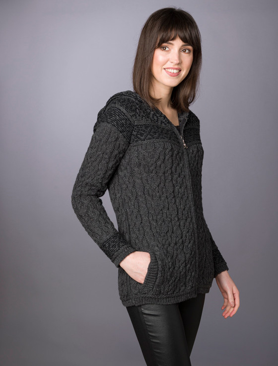 Aran Cashmere W‎o‎me‎n's Fairisle Knit Hoodie